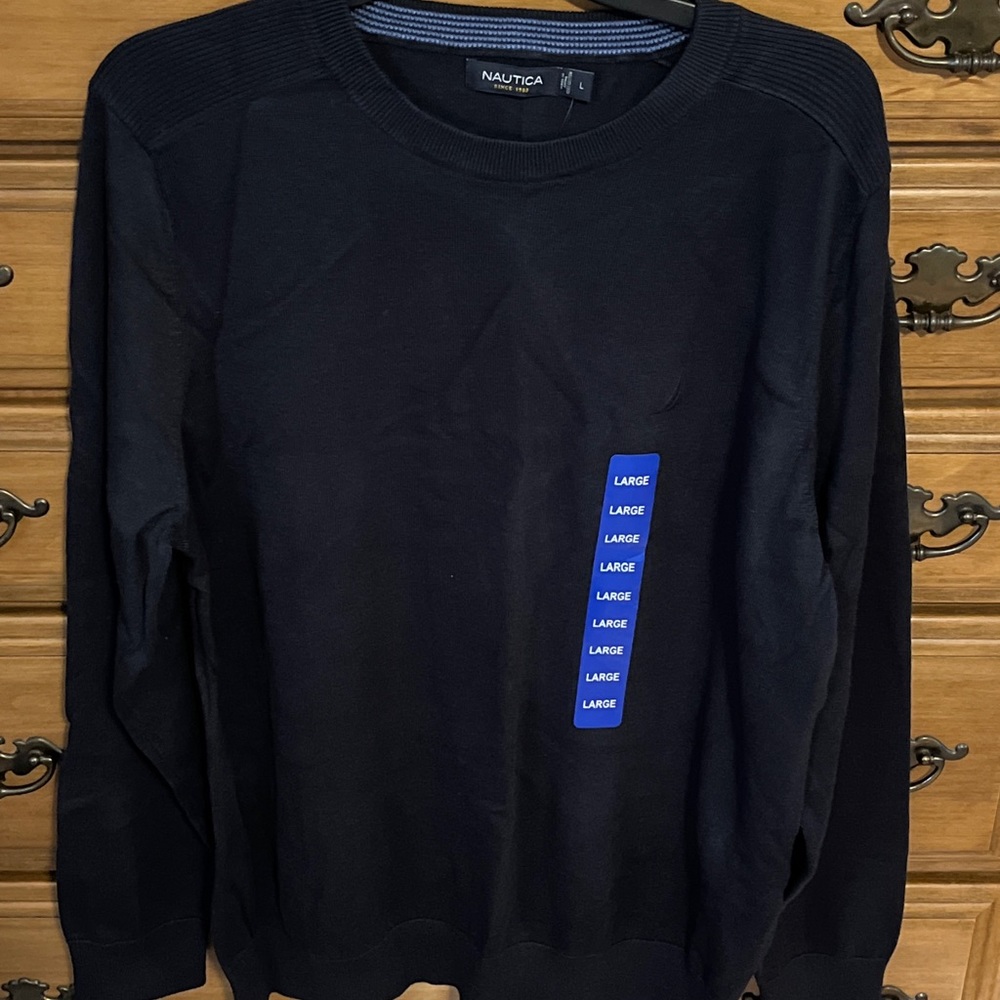 Nautica Mens Ribbed Cotton Sweater